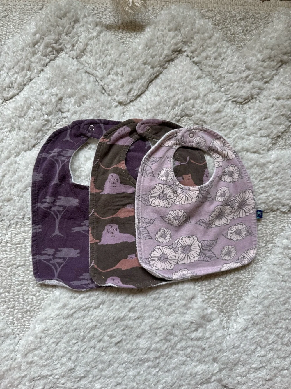 Kickee Pants Purple Floral & Patterned Baby Bib Set - Pack of 3
